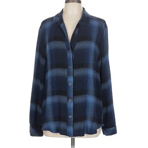 NWOT Bella Dahl Boyfriend Button Down - Black & Blue Plaid